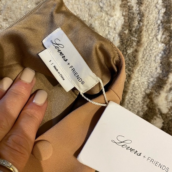 Lovers + Friends Women’s Mini Dress Long Tulip Sleeve Button Detail Beige Size S - Picture 4 of 9